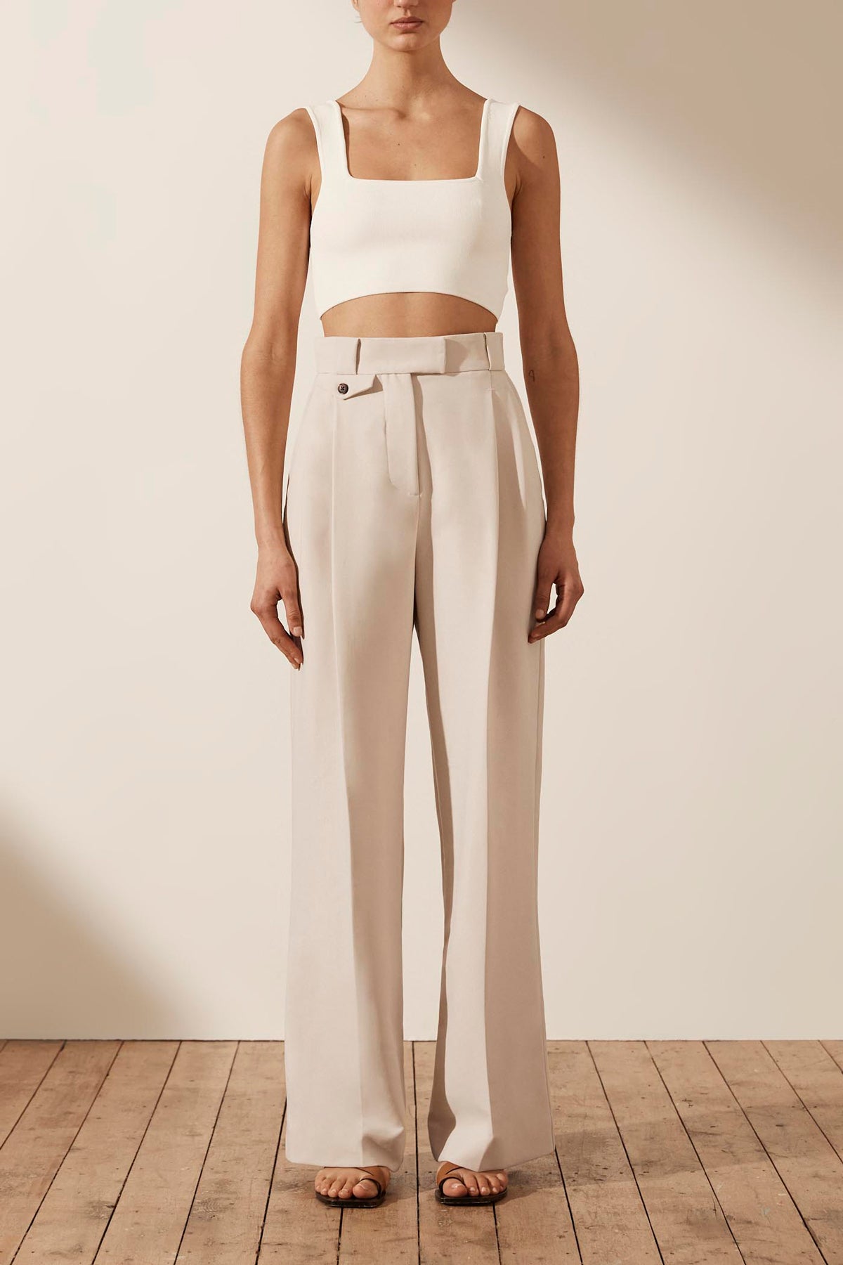 Ivy High Waisted Tailored Pant | Bone ...